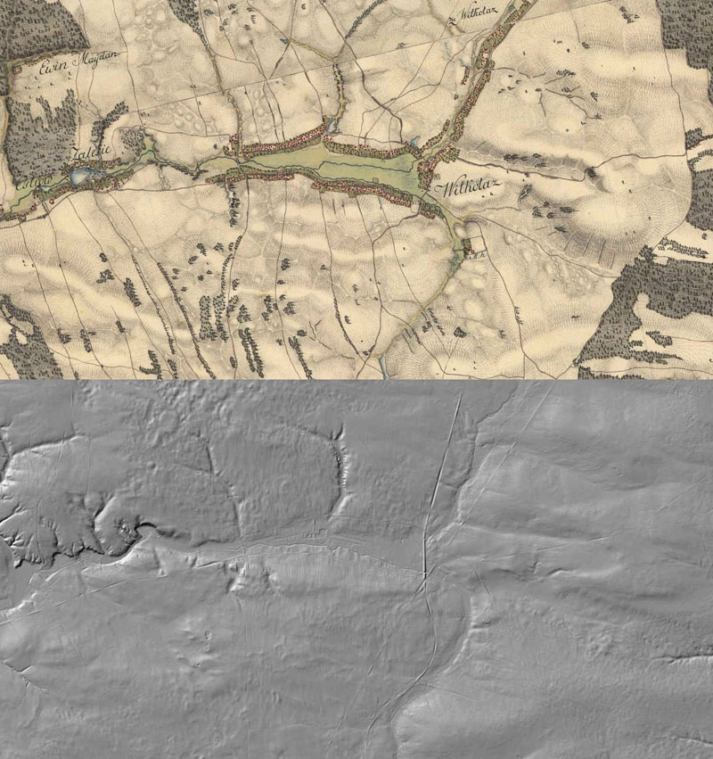 Zestawienie mapy Miega i rzeźby terenu